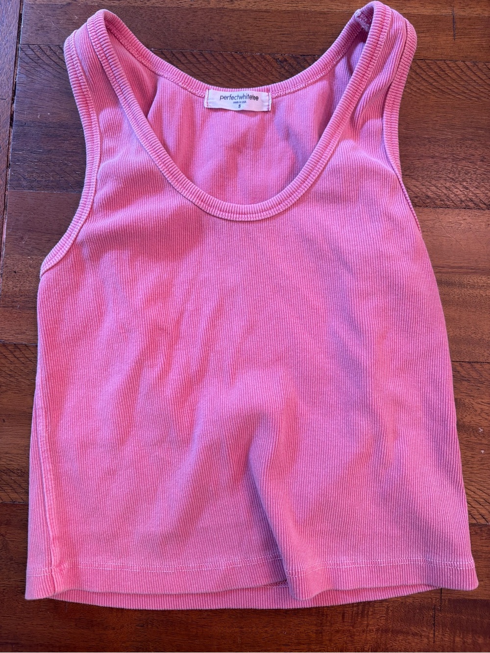 perfectwhitetee Pink Ribbed Tank Top small
